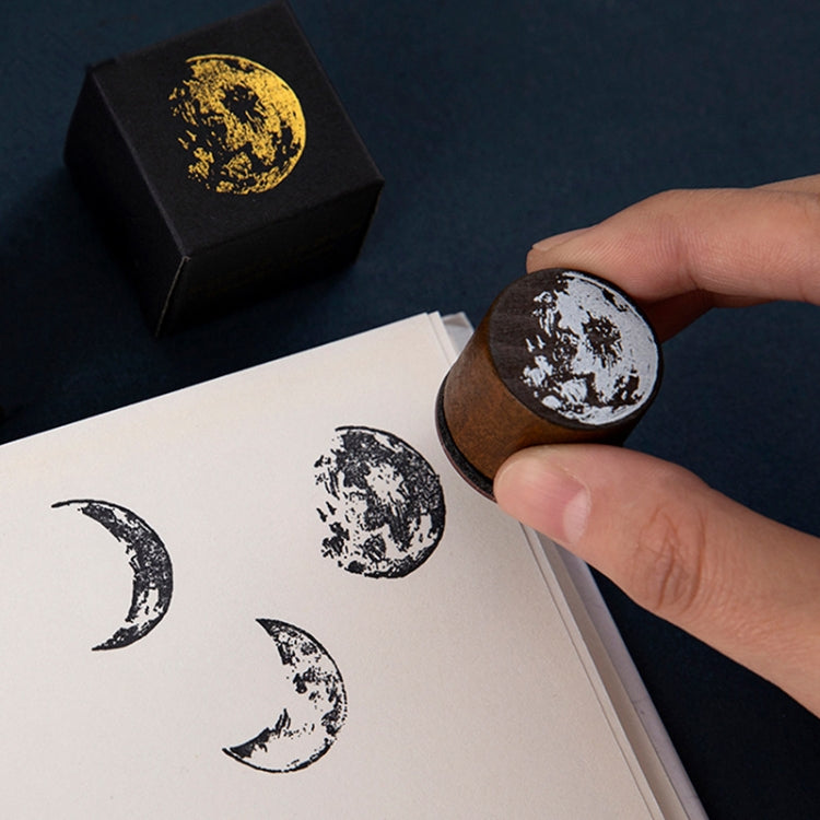 Moon Phase Series Handbook Decoration DIY Wooden Stamp