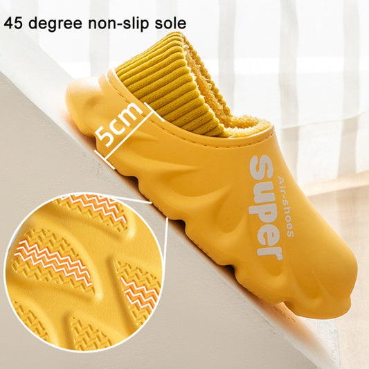 Yellow waterproof slippers with ribbed cuff and thick non-slip tread sole