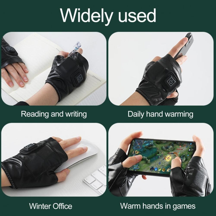 Black half-finger heating gloves holding a smartphone for daily hand warming