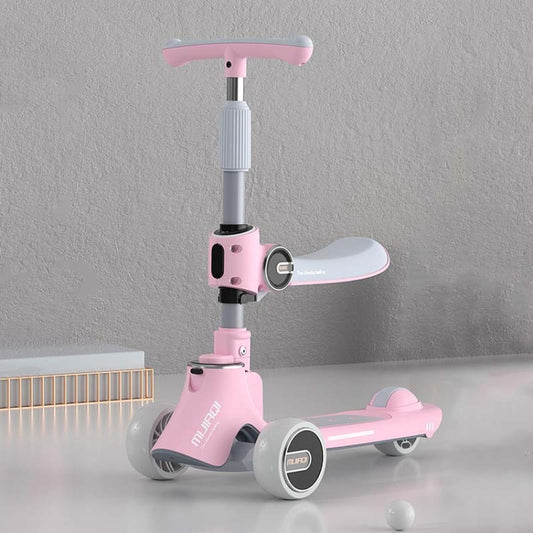 MIJIAQI 01 3 In 1 Multifunctional Foldable Children Scooter with Music and Lights, Spec:, White Seat, Gray Seat, Pink Seat, Blue Seat, White, Gray, Pink, Blue
