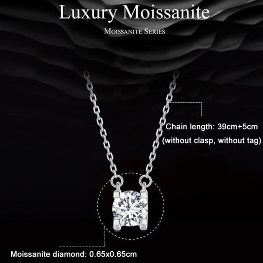 Moissanite pendant necklace with square-cut stone set in four-prong frame