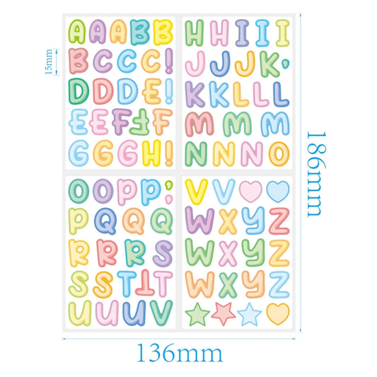 20 PCS ZPKTZM Children Cartoon Colorful Letters Stickers DIY Lunch Box Mark Waterproof Sticker, Waterproof Sticker