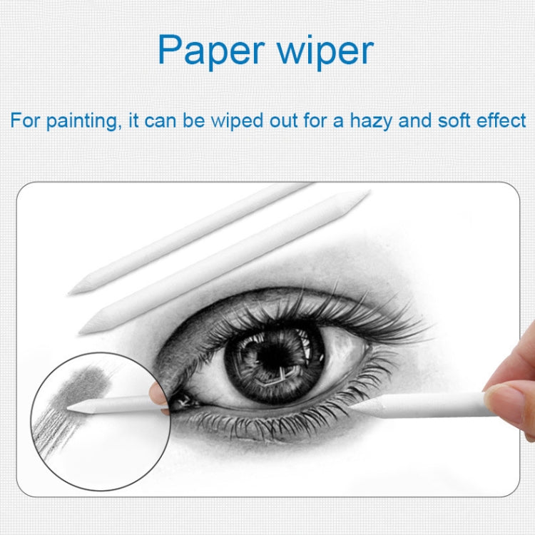 Paper wiper blending tool for smoothing pencil shading on an eye sketch