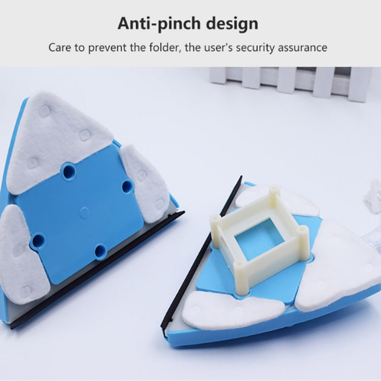 Blue double-sided magnetic wiper with anti-pinch design and rubber blade strips