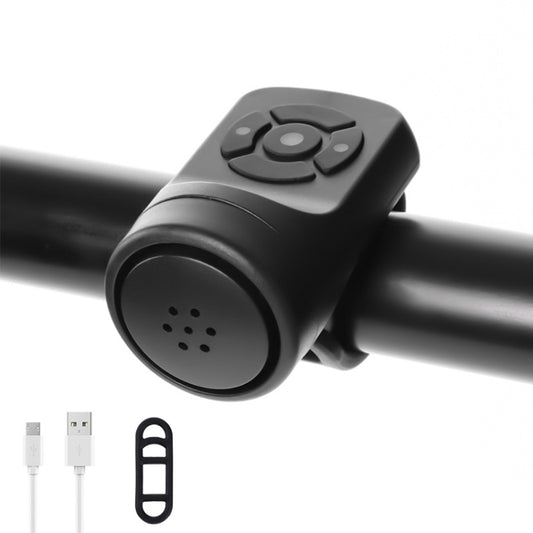 Rechargeable bicycle electric bell with horn, dark gray housing, handlebar mount