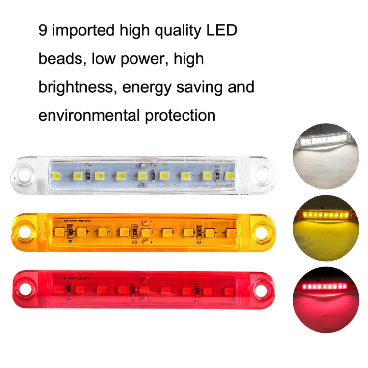 MK-224 9-LED side marker lights, red, white, and amber with LED layout