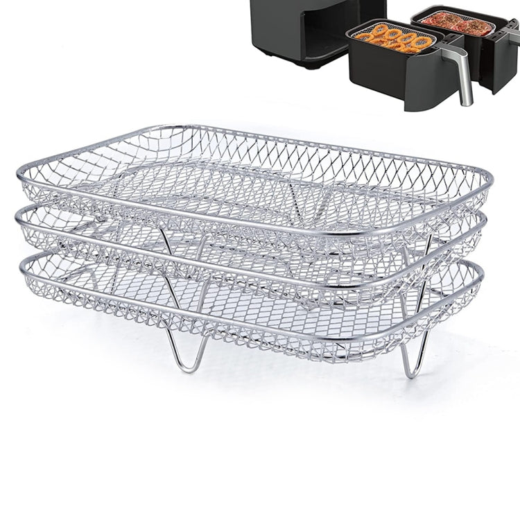 Air Fryer Accessories Three-Layer Steam Rack Stackable Dehydration Rack, Square, Rectangle