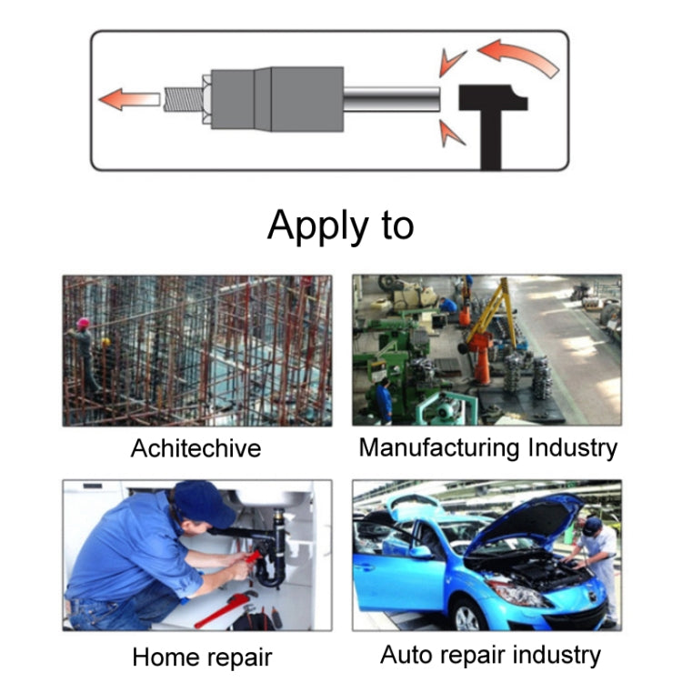 Socket wrench set application diagram with adapter and wrench turning motion