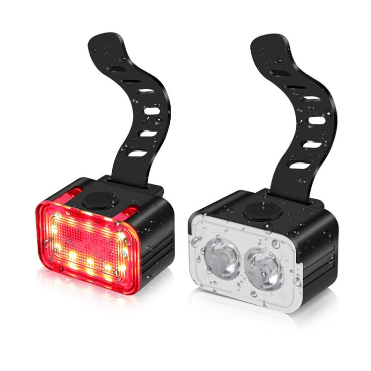 Front white and rear red bicycle LED light set with mounting brackets