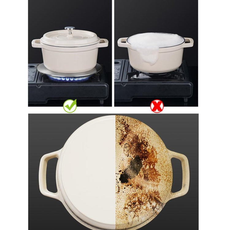 Induction diffuser plate with handles showing reduced scorching vs direct heat