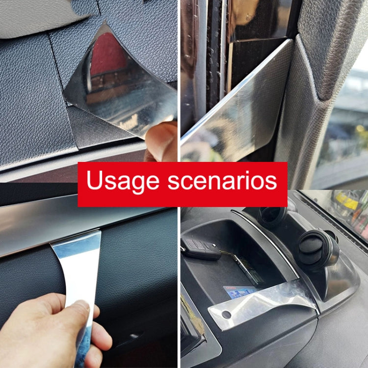 Stainless steel car panel pry tool used to loosen interior trim near console