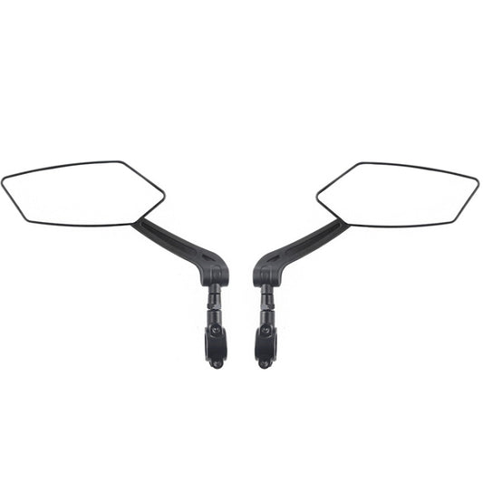 Mountain bike flat rearview mirrors pair with reflective glass, black mounting stems