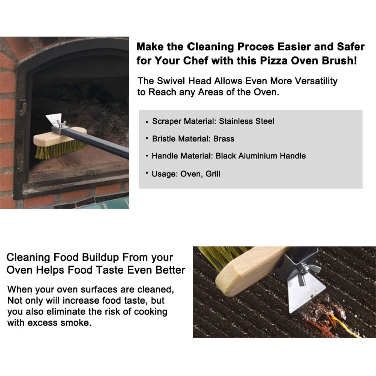 Oven cleaning brush with brass bristles and stainless-steel scraper blade attachment