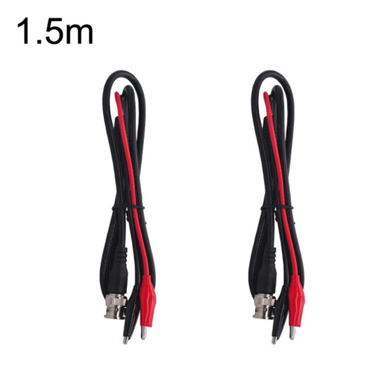 1.5m coaxial cable with BNC plug and two crocodile clip leads, black with red tips