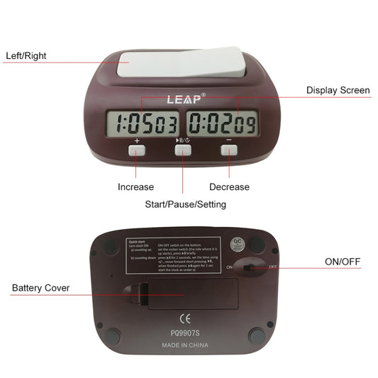 LEAP PQ9907S Chess Clock International Chess Go Clock, PQ9907S