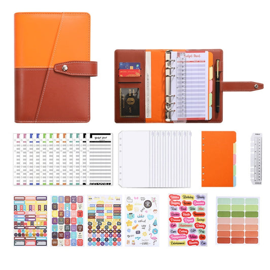 A6 YMX-012 PU Leather Budget Binder Notebook Macaron Color Matching Handbook, Macaron Color (Khaki+Pink), Macaron Color (Blue+Purple), Macaron Color (Orange+Brown), Macaron Color (Yellow+Light Green), Macaron Color (Pink+Blue), Macaron Color (White+Black)
