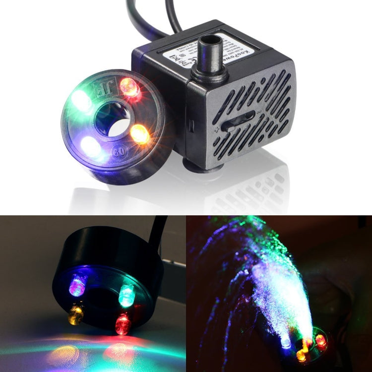 Submersible aquarium pump with multi-color LED light ring and projecting flow