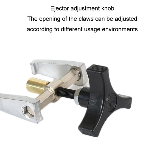 Automotive glass removal tool with adjustable claw opening and black grip, silver jaws