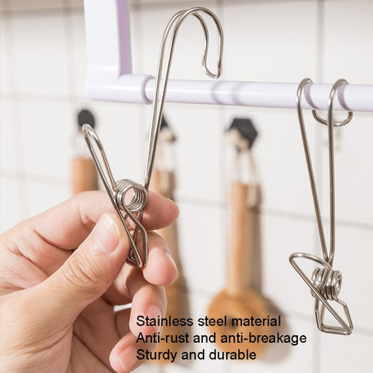 With Long Tail Clothes Drying Clip Stainless Steel Ribbon Hook Hanging Clip, 12pcs Stainless Steel