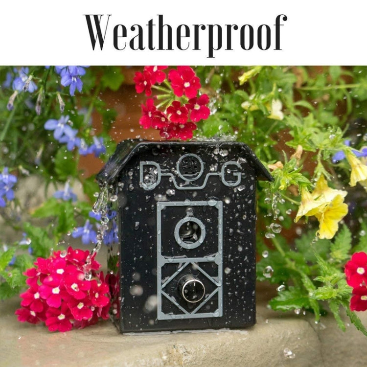 Waterproof black ultrasonic bark stopper device with speaker grille in rain