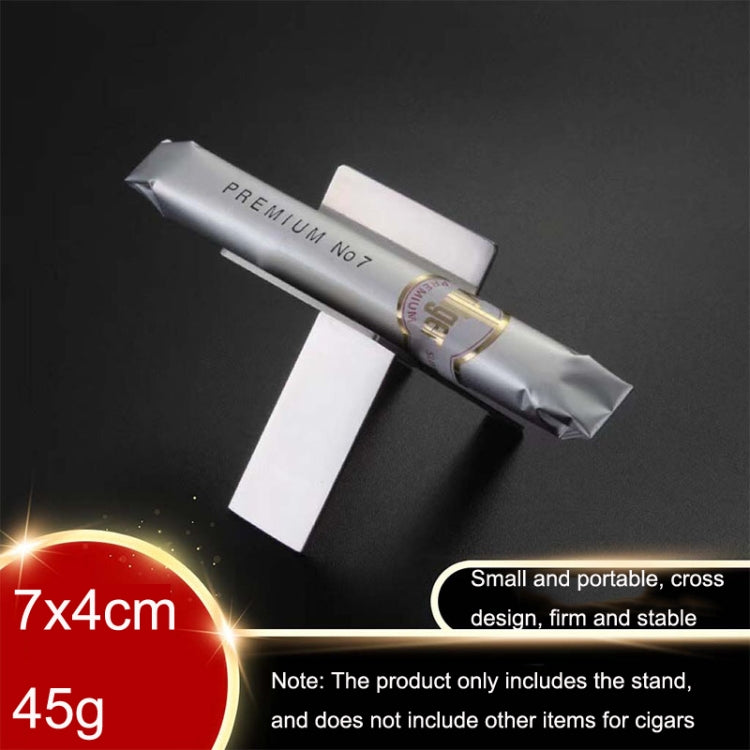 Silver folding cigarette holder with cigar, portable stand design, 2-pack set