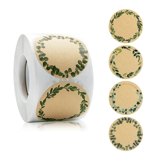 Kraft Paper Flower Plant Sticker Gift Packaging Decoration Sticker, 5.0cm