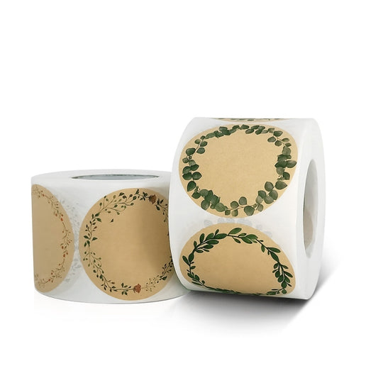 Kraft Paper Flower Plant Sticker Gift Packaging Decoration Sticker, 5.0cm