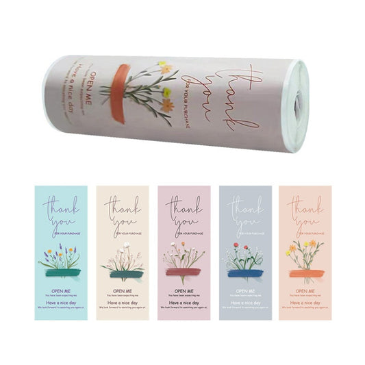 Floral Thank You Label Sticker Handicraft Decoration Small Gift Sticker