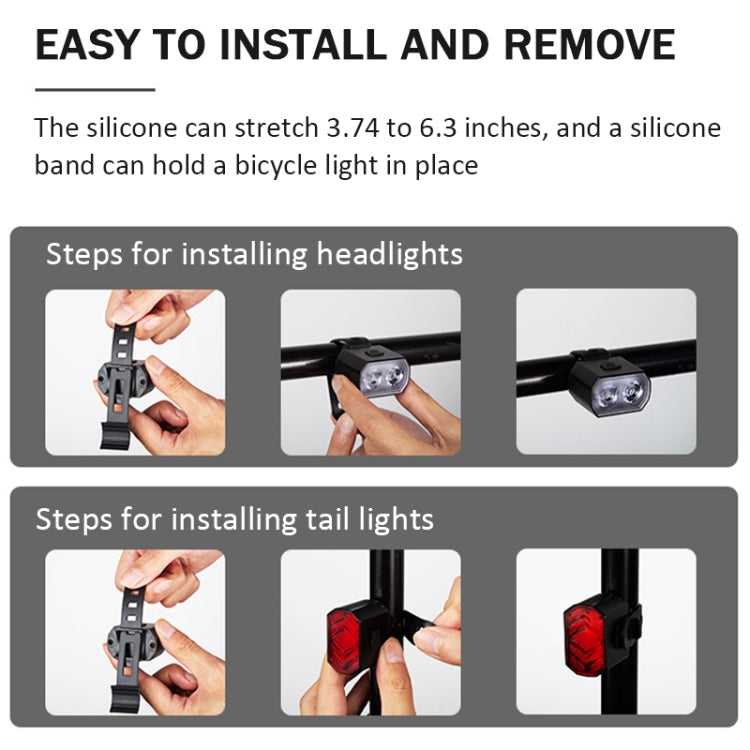 Bicycle light installation on handlebar and seatpost using silicone strap mounts