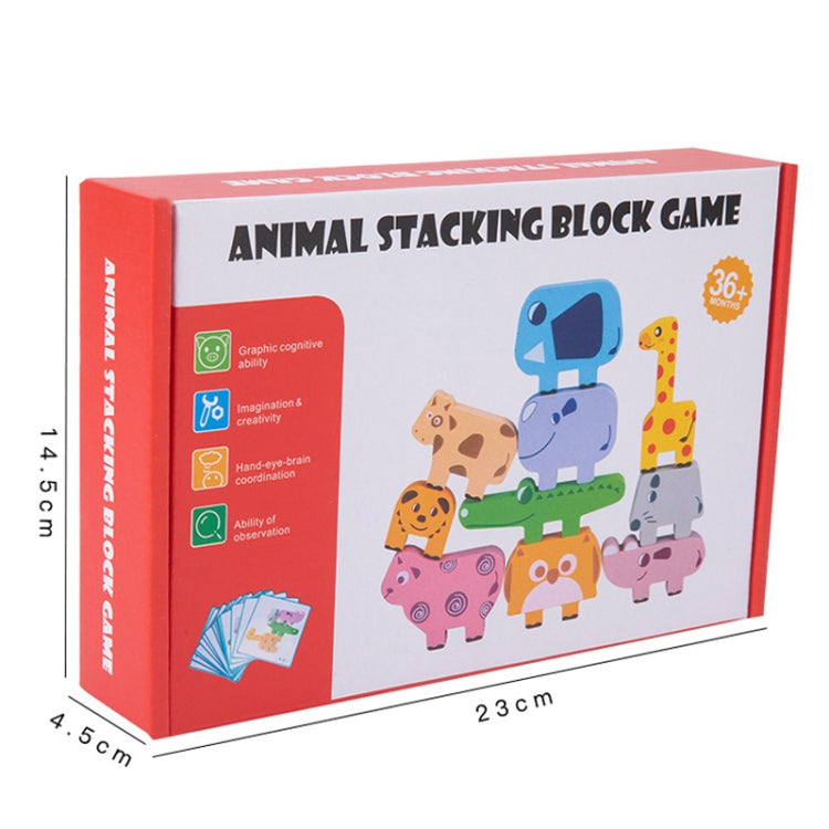 Animal stacking block game box packaging with colorful animal balance blocks