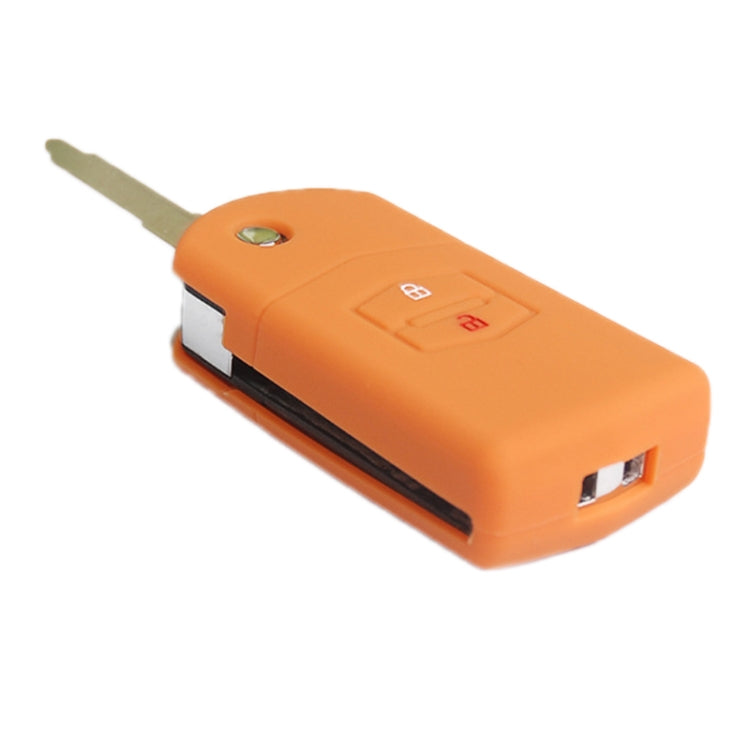 Silicone key fob folding case, orange, 2-button, with metal key blade