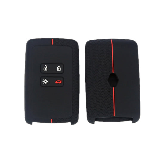 For Renault Koleos/Megane 2pcs 4 Button Honeycomb Pattern Silicone Key Cover, Black Red Line, Red White Line, Sea Blue Black Line, Dark Gray Black Line, White Black Line, Black Blue Line, Black White Line