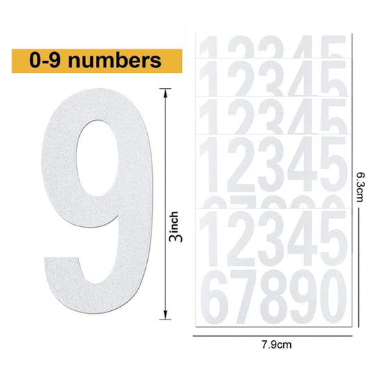 Night Reflective Mailbox Digital Number Waterproof Sticker, 3 inches, 4 inches