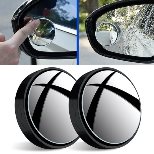 Pair of round HD reversing mirrors with suction base, black frames and wide-view glass