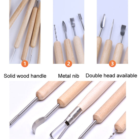 11pcs/set Soft Clay DIY Wooden Knife Tools, 11pcs/set