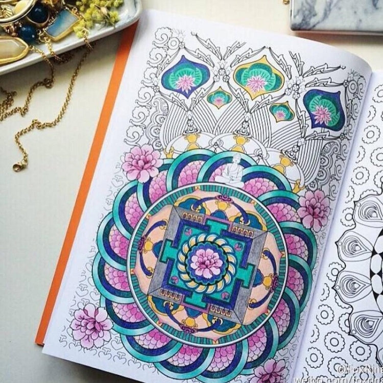 Mandala dot painting template sheet with colorful circular floral pattern