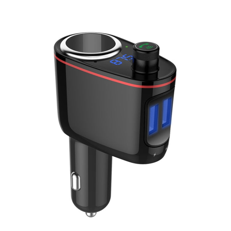 Black car cigarette lighter charger with blue LED slots and red stripe trim.