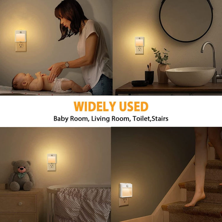 Wall-plug motion-sensor LED night light, white, warm light, compact design