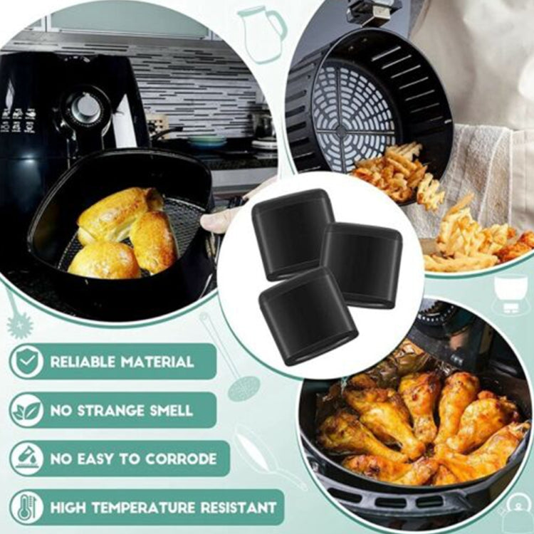 Black air fryer tray rubber bumpers set with square caps for tray protection