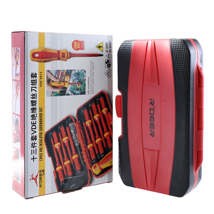 Screwdriver set packaging with red-and-black tool case and visible drivers