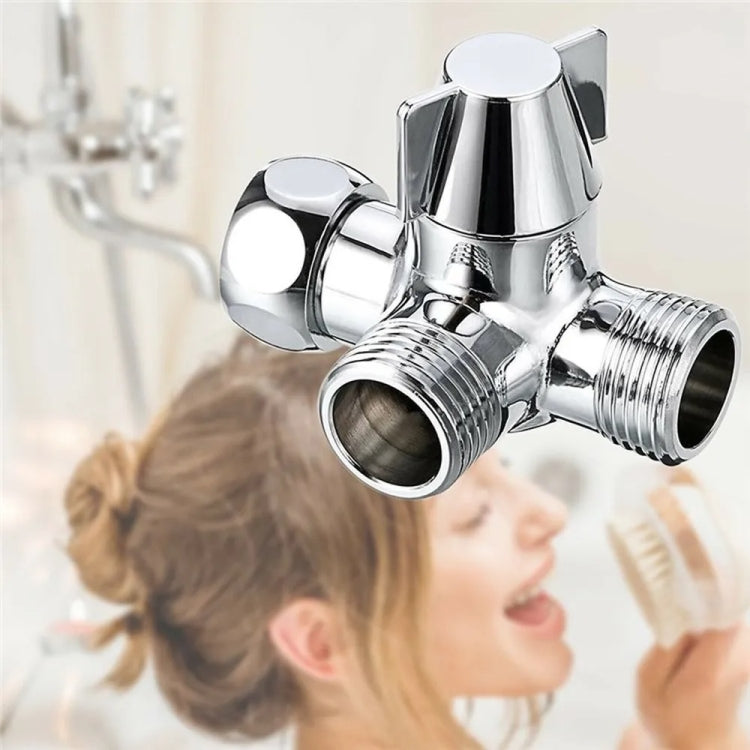 Double Handle Brass 3 Way Shower Arm Diverter Valve Hand Held Showerhead Shower Splitter, Brass