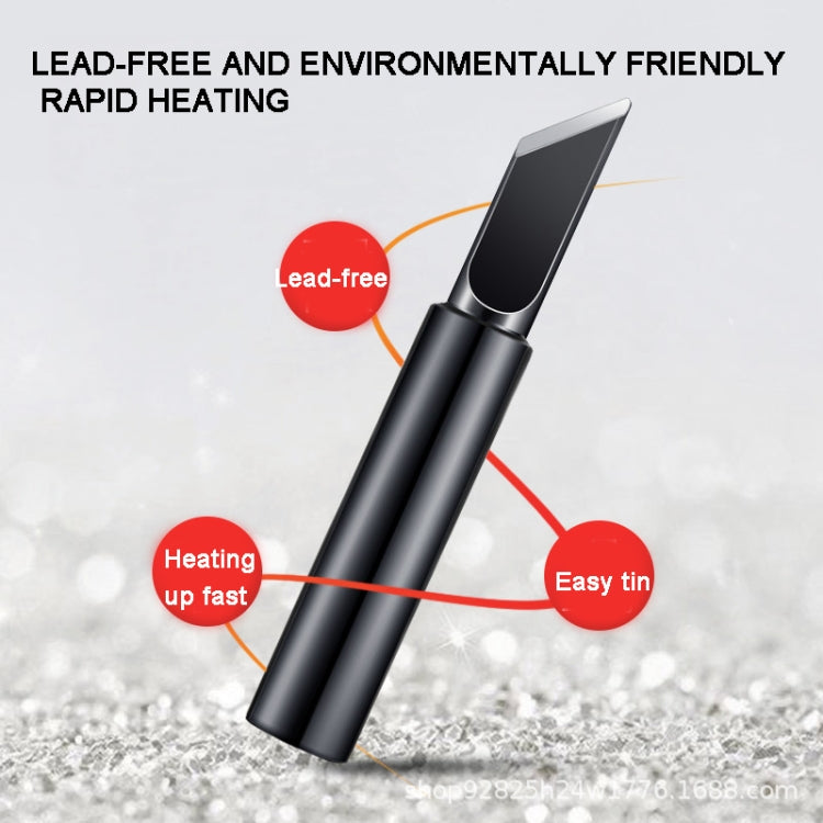 Black soldering tip head with callouts for rapid heating and easy tin