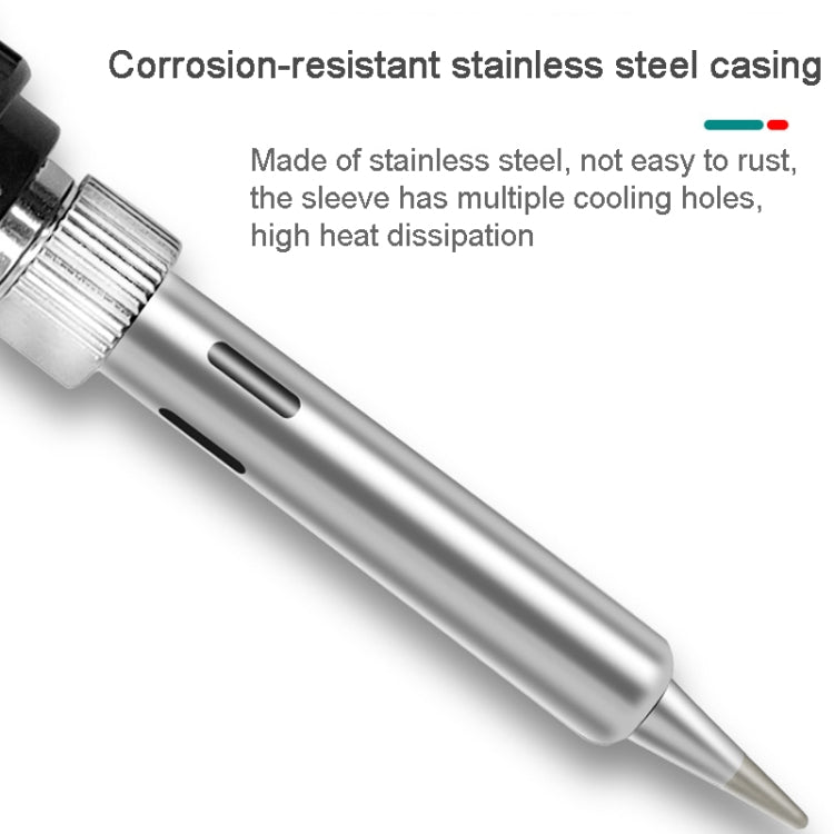Stainless steel soldering iron casing with vent holes and pointed tip