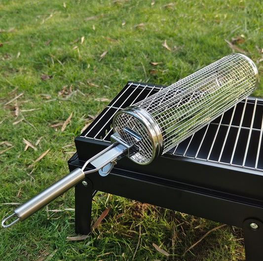 Upgrade With Handle BBQ Cage Stainless Steel Barbecue Basket, 30cm+Handle 18cm