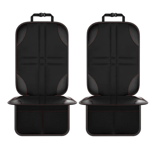 2pcs Child Car Seat Protector Non-Slip Base Material + Waterproof 600D Fabric, Red Line, Black Line