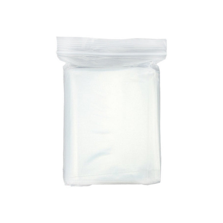 Transparent ziplock packaging bag with sealed top, no visible perforation