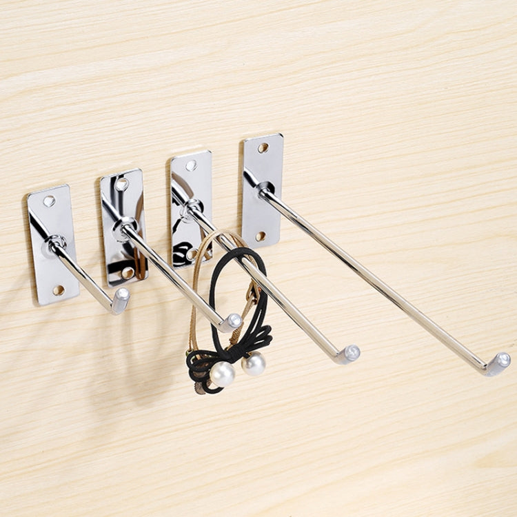 Set of wall-mounted metal wire jewelry hooks with rectangular screw plates and long arms