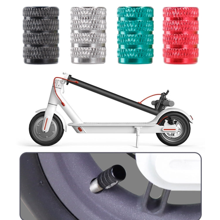Electric scooter dust-proof gas port caps set: black, white, teal, and red