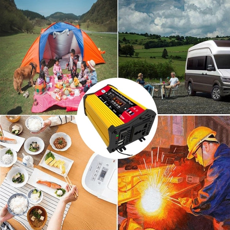 Yellow compact power inverter with Bluetooth MP3/FM player and front control panel
