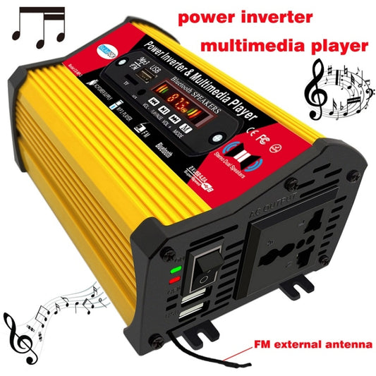 SOLIKE TECH 300W Inverter with Bluetooth MP3/FM Multimedia Player, 12V to 110V, 12V to 220V